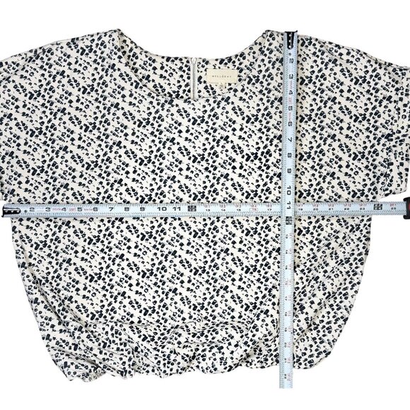NEW Melloday Womens L Blouse top Black White Gray Stretch Zip Back Short Sleeves - Picture 10 of 10